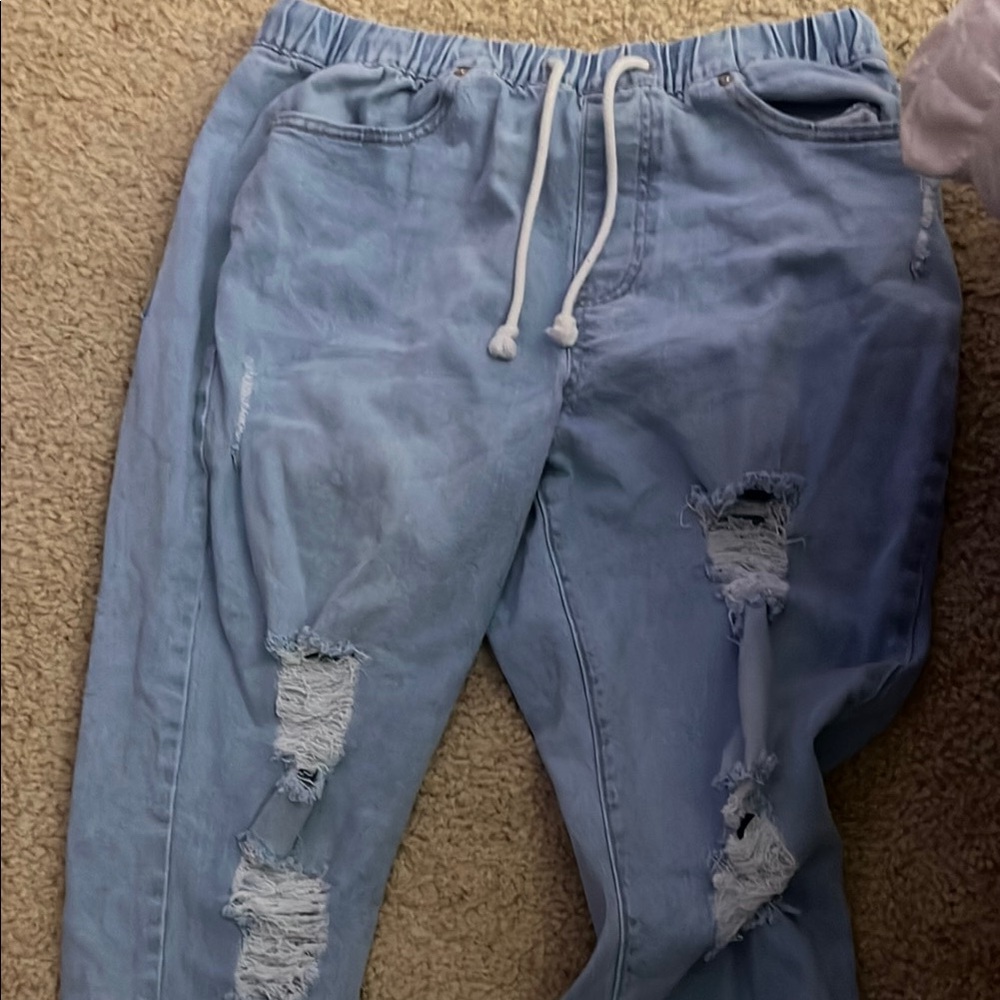 Celebrity Pink Light Blue Distressed Jeans